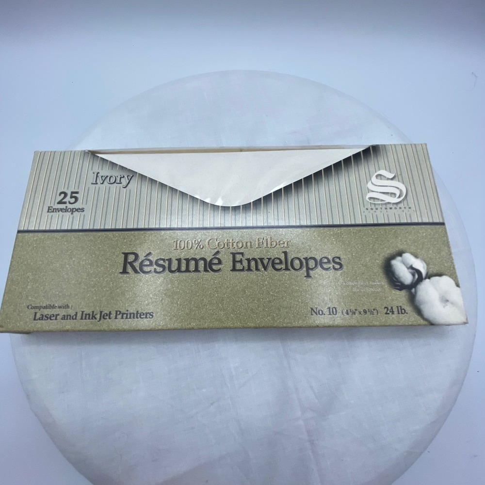 Southworth Ivory 20 Count Resume Envelopes No 10 100% Cotton 24lb R14I-10
